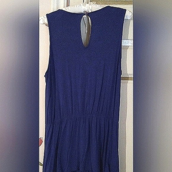 BIANCA Nygard🦋 Rare Blue Rayon Sleeveless Blouse with Unique Long Pleated Tie - Picture 7 of 11